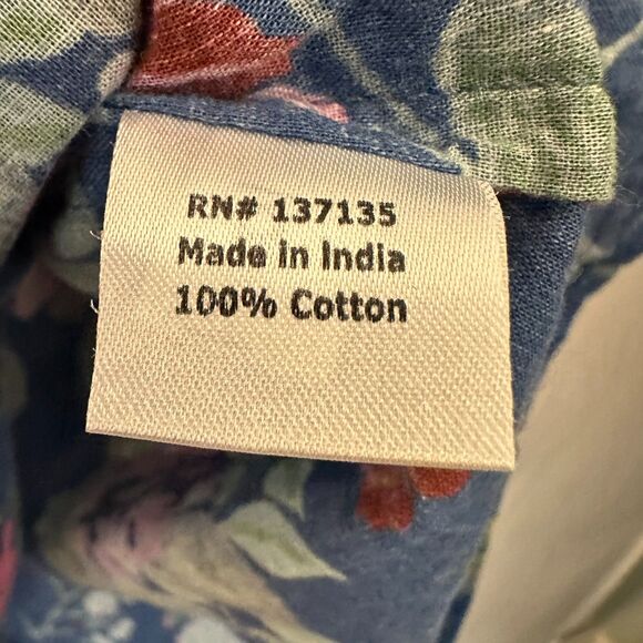 Bella Tu Blue and Pink Floral Beaded Embroidered V-Neck Cotton Tunic Size XXL - Picture 7 of 7